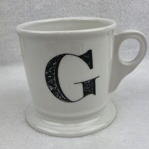 Anthropologie Monogram G White Ceramic Coffee Mug